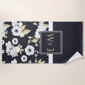 新婚モノグラムの者結婚のデコ・ギフト ビーチタオル (正面)