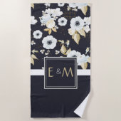 新婚モノグラムの者結婚のデコ・ギフト ビーチタオル (正面)