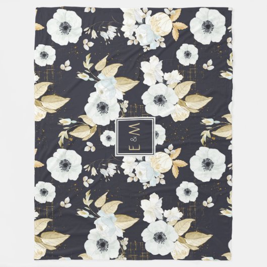 新婚モノグラムの者結婚のデコ・ギフト フリースブランケット (正面)