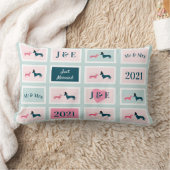 新婚モノグラムカウトダックスフントドッグブルー ランバークッション (ブランケット)