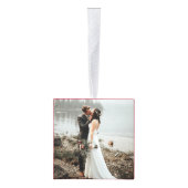 新婚モノグラム初めてのクリスマス写真オーナメント キューブオーナメント (右)