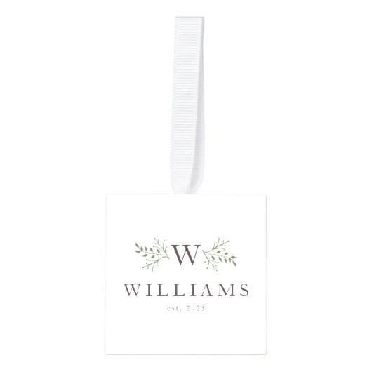 新婚モノグラム初めてのクリスマス写真オーナメント キューブオーナメント (正面)