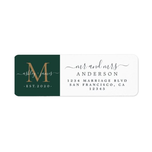 新婚モノグラム氏ミセス・差出人住所 ラベル (正面)