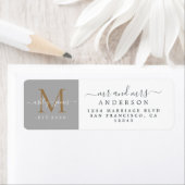 新婚モノグラム氏ミセス・差出人住所 ラベル (インサイチュ)