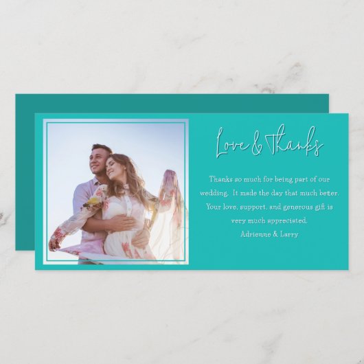 新婚ロングカードの写真ありがとう サンキューカード (正面/裏面)