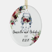 新婚ヴィンテージカーたった今結婚しました セラミックオーナメント (右)