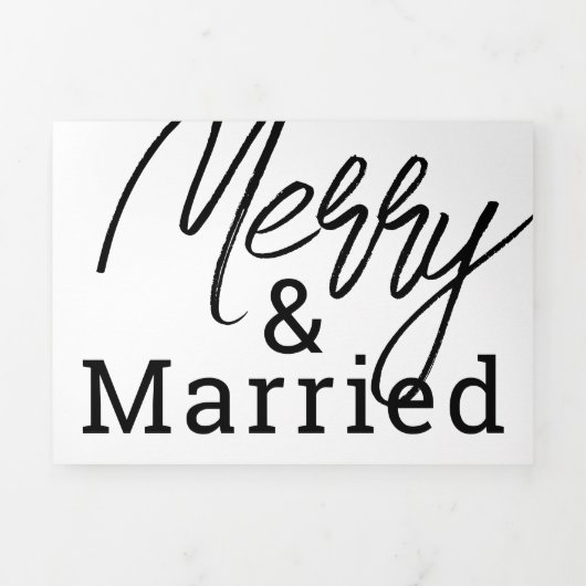 新婚一年記念新聞ニュース写真コラージュ 三つ折りクリスマスカード (カバー)