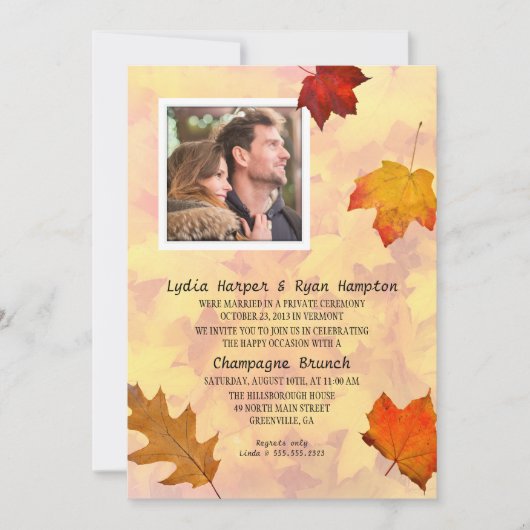 新婚写真パーティーのみ 秋のテーマ 招待状 (正面)