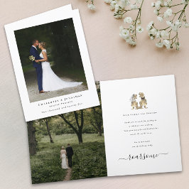 新婚写真恐竜テーマ感謝 サンキューカード