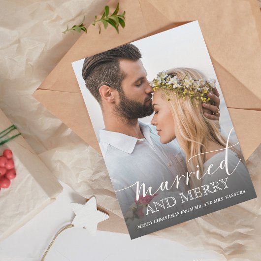 新婚写真 結婚しました グレイ オンブレ シーズンカード
