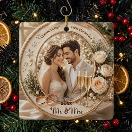 新婚初のクリスマスおめでとうミスター&ミセス セラミックオーナメント