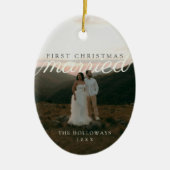 新婚初のクリスマス記念写真 セラミックオーナメント (正面)