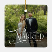 新婚初のクリスマス 2枚の写真 セラミックオーナメント (裏面)