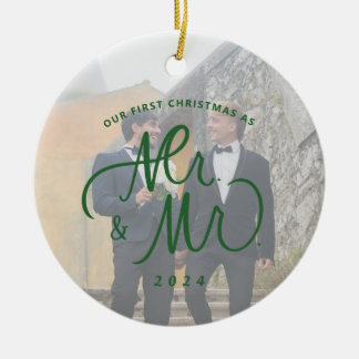 新婚初のクリスマス Mr. & Mr. 写真 セラミックオーナメント