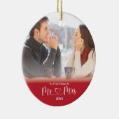 新婚初のクリスマス Mr. & Mrs 写真 セラミックオーナメント (右)