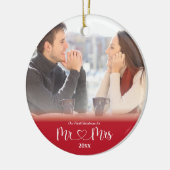 新婚初のクリスマス Mr. & Mrs 写真 セラミックオーナメント (左)