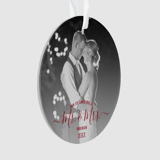 新婚初めてのクリスマスシンプル写真 オーナメント (正面)