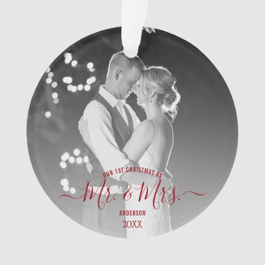 新婚初めてのクリスマスシンプル写真 オーナメント (正面)
