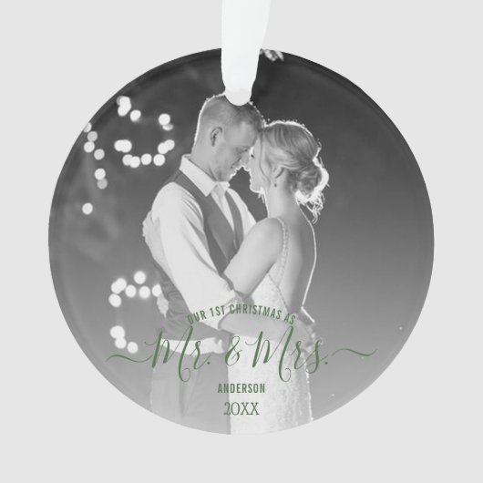 新婚初めてのクリスマスシンプル写真 オーナメント (正面)