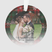 新婚初めてのクリスマスプレイドスノーフレークスホリデー オーナメント (正面)