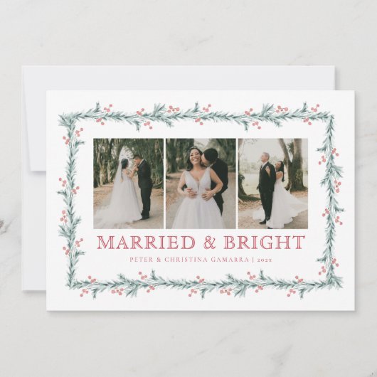 新婚初めてのクリスマスマルチフォトホリデーカード シーズンカード (正面)