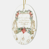 新婚初めてのクリスマスヴィンテージ金ゴールドフローラ車 セラミックオーナメント (左)