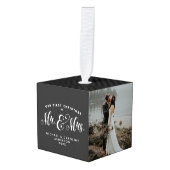 新婚初めてのクリスマス写真オーナメント キューブオーナメント (正面アングル)