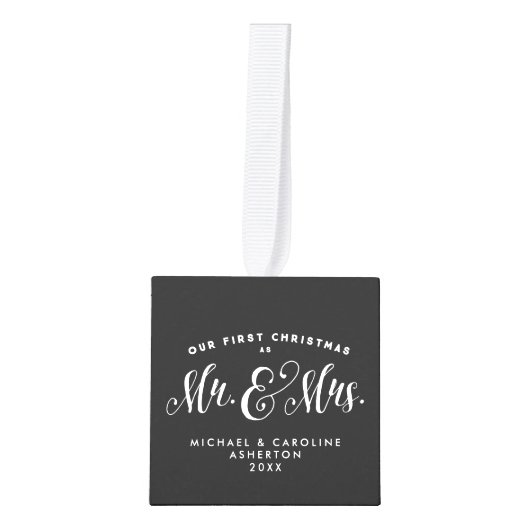 新婚初めてのクリスマス写真オーナメント キューブオーナメント (正面)