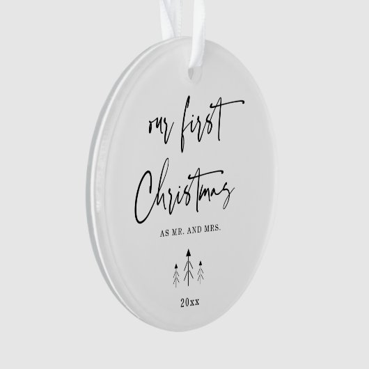 新婚初めてのクリスマス夫妻の写真 オーナメント (正面)