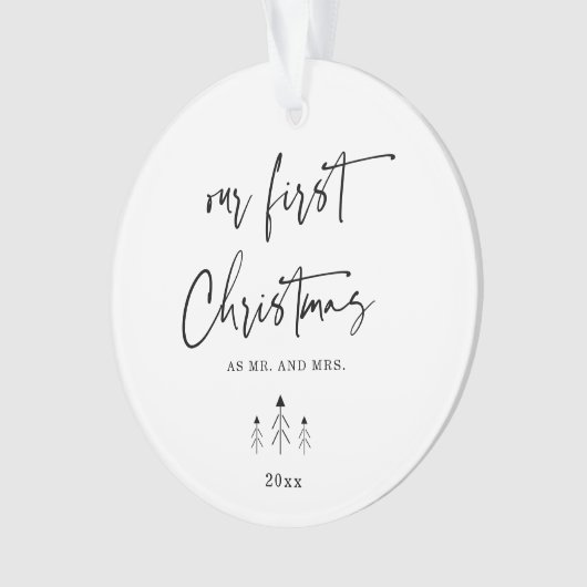 新婚初めてのクリスマス夫妻の写真 オーナメント (正面)