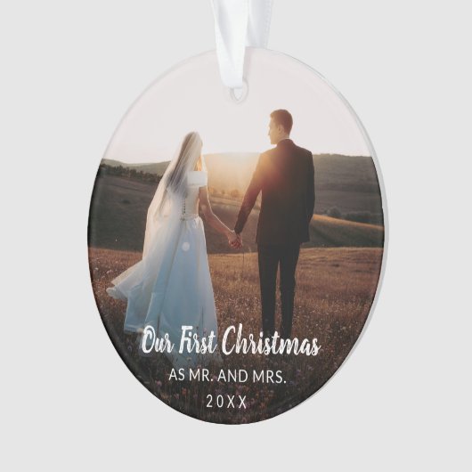 新婚初めてのクリスマス夫妻の写真 オーナメント (正面)