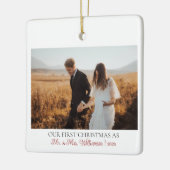 新婚初めてのクリスマス夫妻の写真 セラミックオーナメント (左)