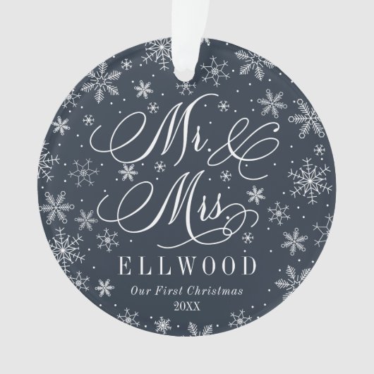 新婚初めてのクリスマス夫妻フォトオーナメント オーナメント (正面)