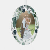 新婚初めてのクリスマス夫妻結婚の写真 メタルオーナメント (正面右)