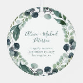 新婚初めてのクリスマス夫妻結婚の写真 メタルオーナメント (裏面)