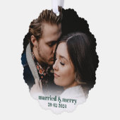 新婚初めてのクリスマス結婚したホリデーアクセント オーナメントカード (左)