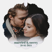 新婚初めてのクリスマス結婚したホリデーアクセント オーナメントカード (正面)