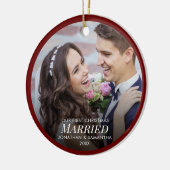 新婚初めてのクリスマス結婚した写真 セラミックオーナメント (左)