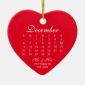 新婚初めてのクリスマス結婚の日付 セラミックオーナメント (正面)
