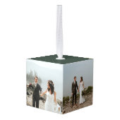 新婚初めてのクリスマス緑 キューブオーナメント (裏面アングル)