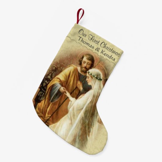 新婚初めてのクリスマス 結婚した スモールクリスマスストッキング (正面 (吊り時))