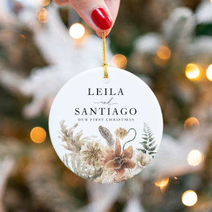 新婚初めてのクリスマスBoho写真 セラミックオーナメント