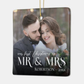 新婚初めてのクリスマスMr & Mrs. 2写真 セラミックオーナメント (左)