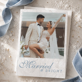 新婚初クリスマス Married & Bright 結婚写真入りフォトカード シーズンカード