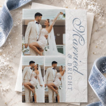 新婚初クリスマス Married & Bright 結婚写真入りフォトカード
