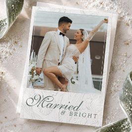 新婚初クリスマス Married & Bright 結婚記念写真入りカード シーズンカード