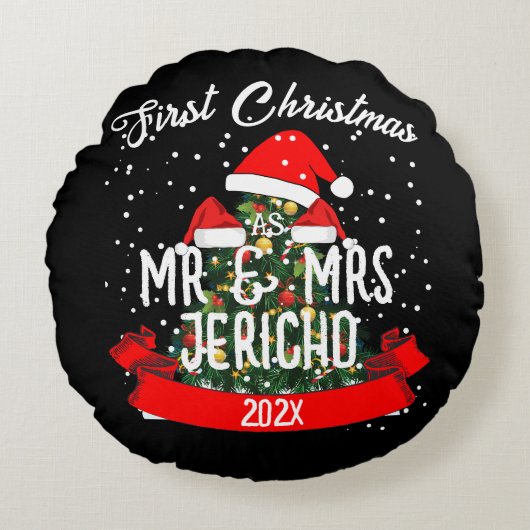 新婚夫婦としての初めてのクリスマス ラウンドクッション (正面)