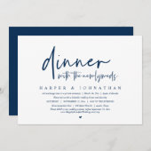 新婚夫婦とのディナー、結婚の駆け落ちパーティー 招待状 (正面/裏面)