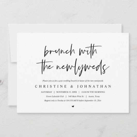 新婚夫婦とのブランチのご案内、結婚式後の招待状 招待状 (正面)