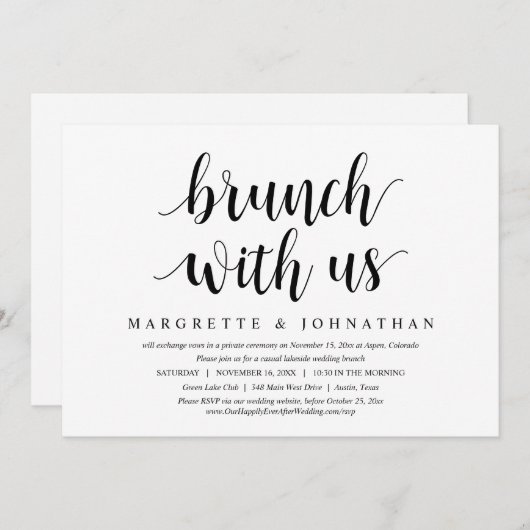 新婚夫婦とのブランチ, 結婚式の秘密の挙式 招待状 (正面/裏面)